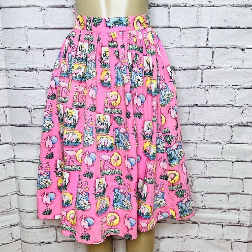 Hell Bunny Maxine Flamingo Sunset Skirt size XS